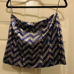 Jay Godfrey Mini Skirt in Chevron Sequin